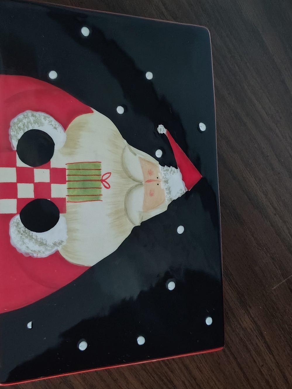 Certified International Red Black Santa Decorative Plate